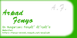 arpad fenyo business card